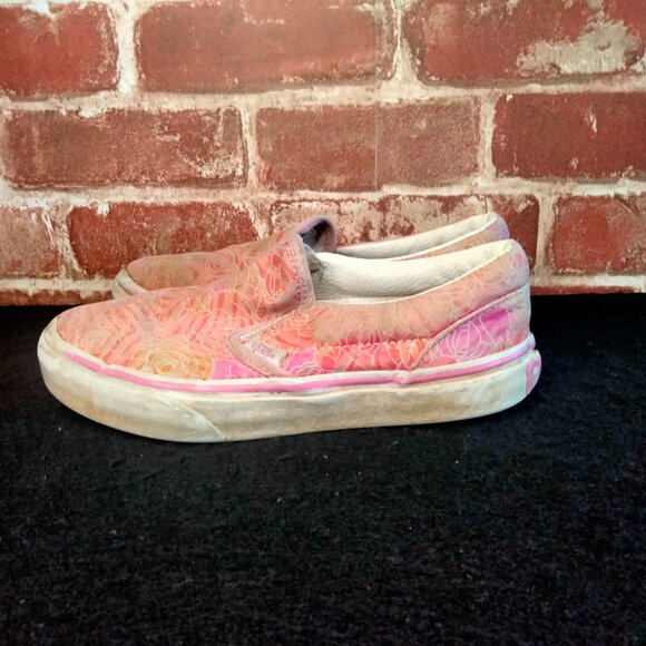Vans Shoes Girls Size 1.5 Pink Flower Sneakers Slip-Ons - Picture 4 of 9